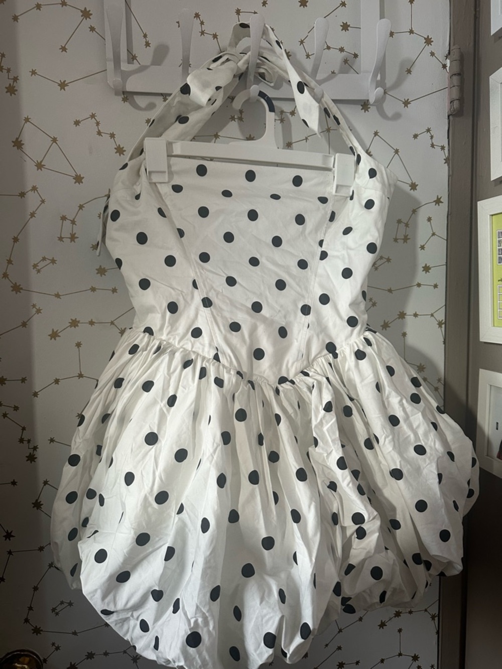 BABYBOO White Halter Polka Dot Bubble Dress